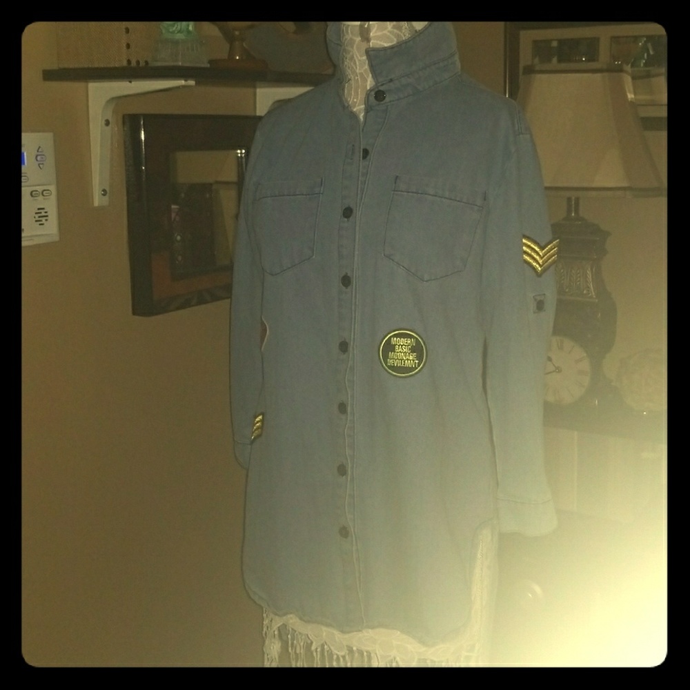 Denim patch work shirt